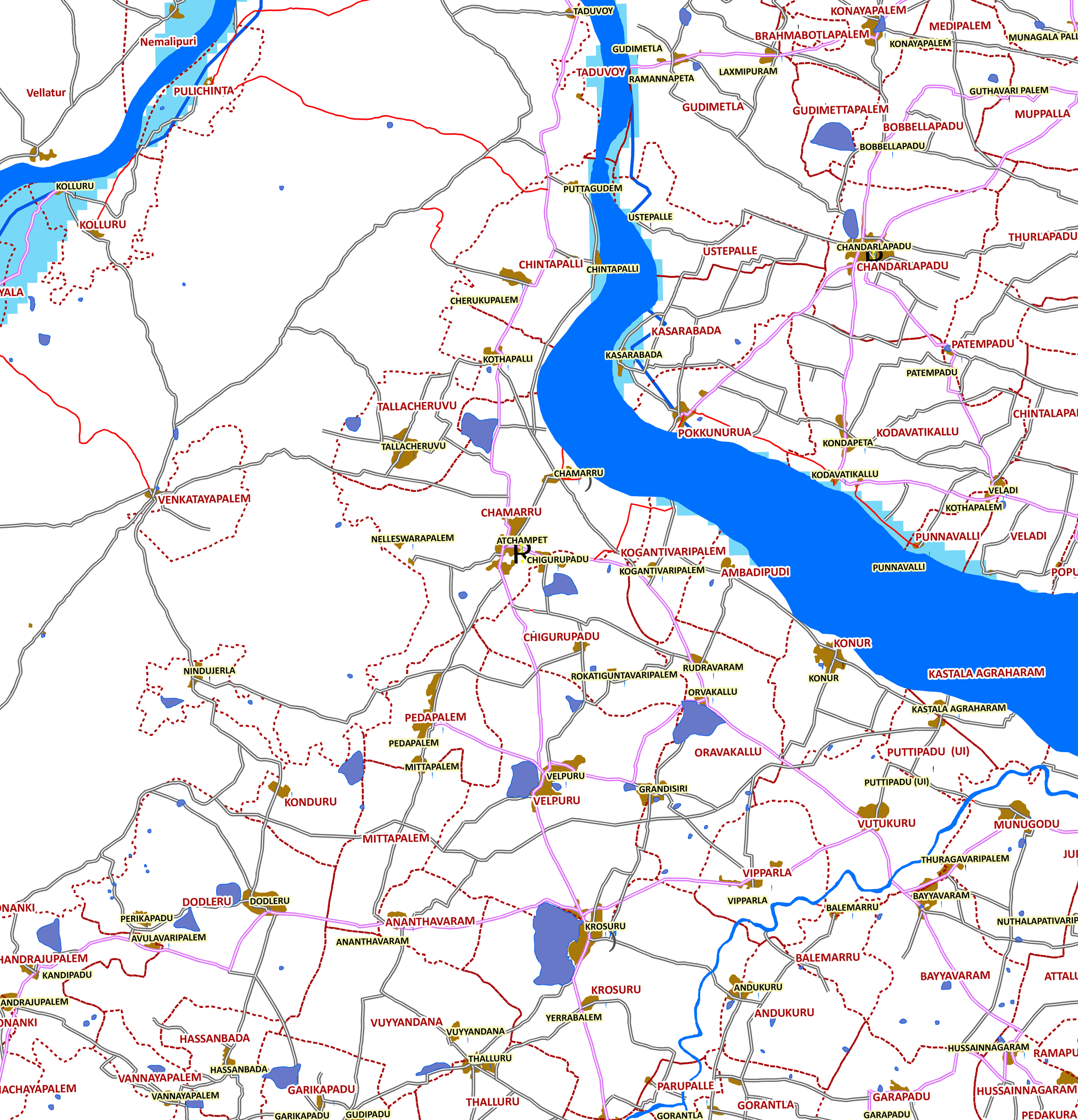 Storm surge inundation map for cyclone with wind speed 