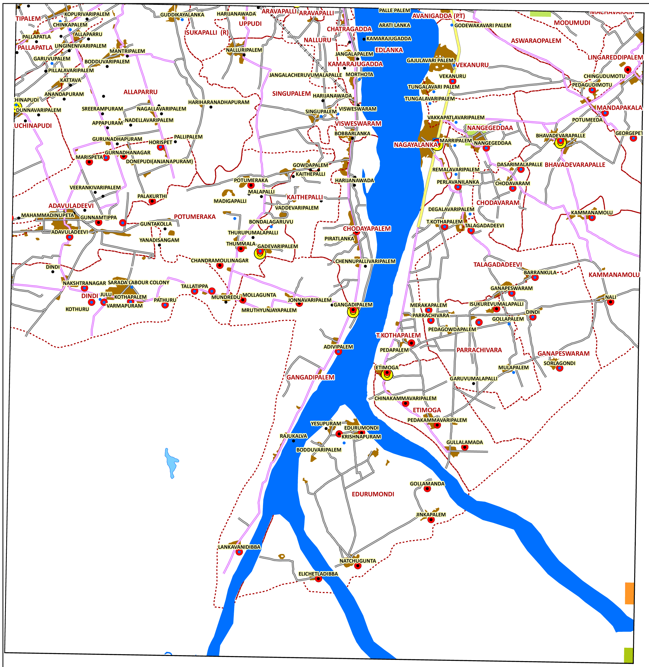 Storm surge inundation map for cyclone with wind speed 