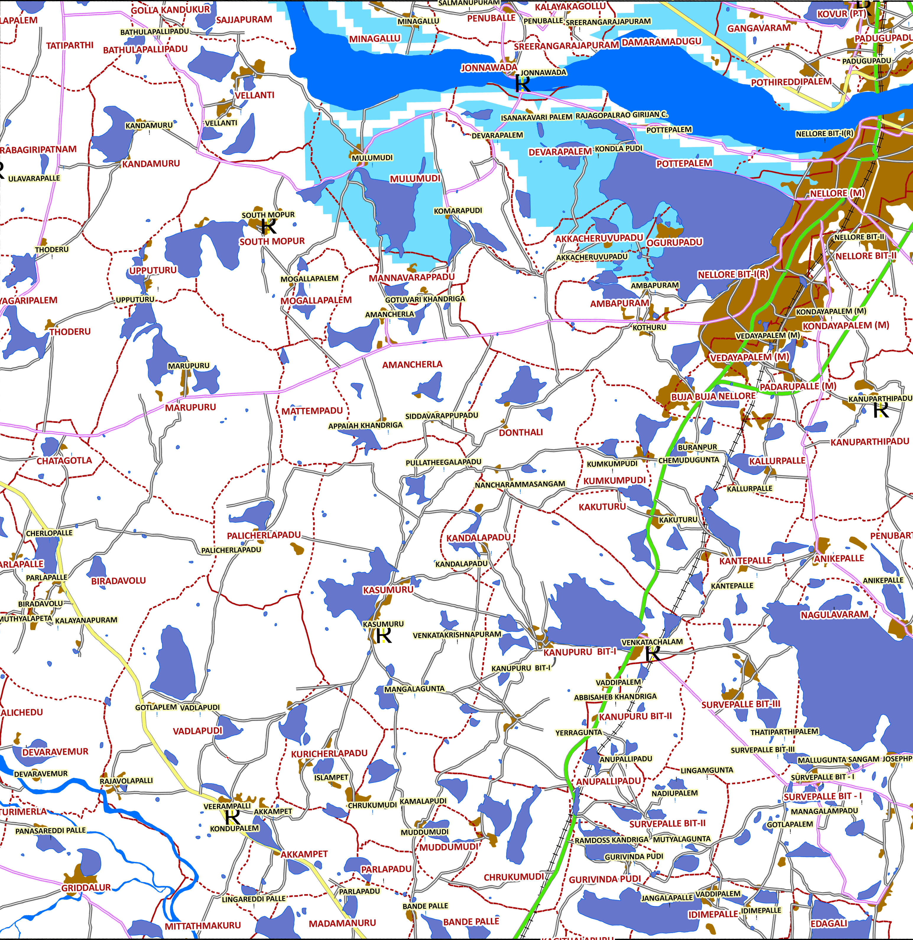 Storm surge inundation map for cyclone with wind speed 