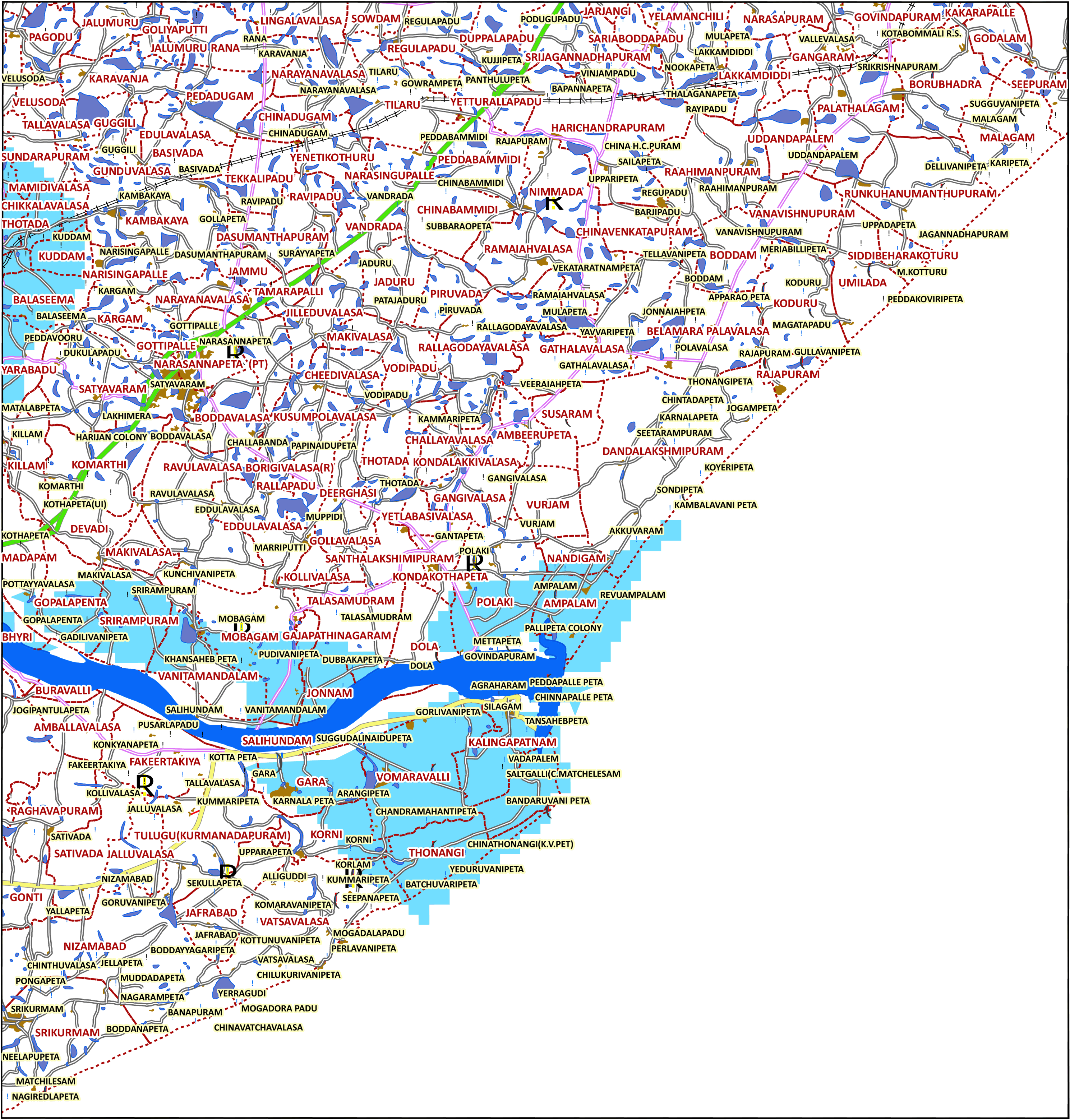 Storm surge inundation map for cyclone with wind speed 