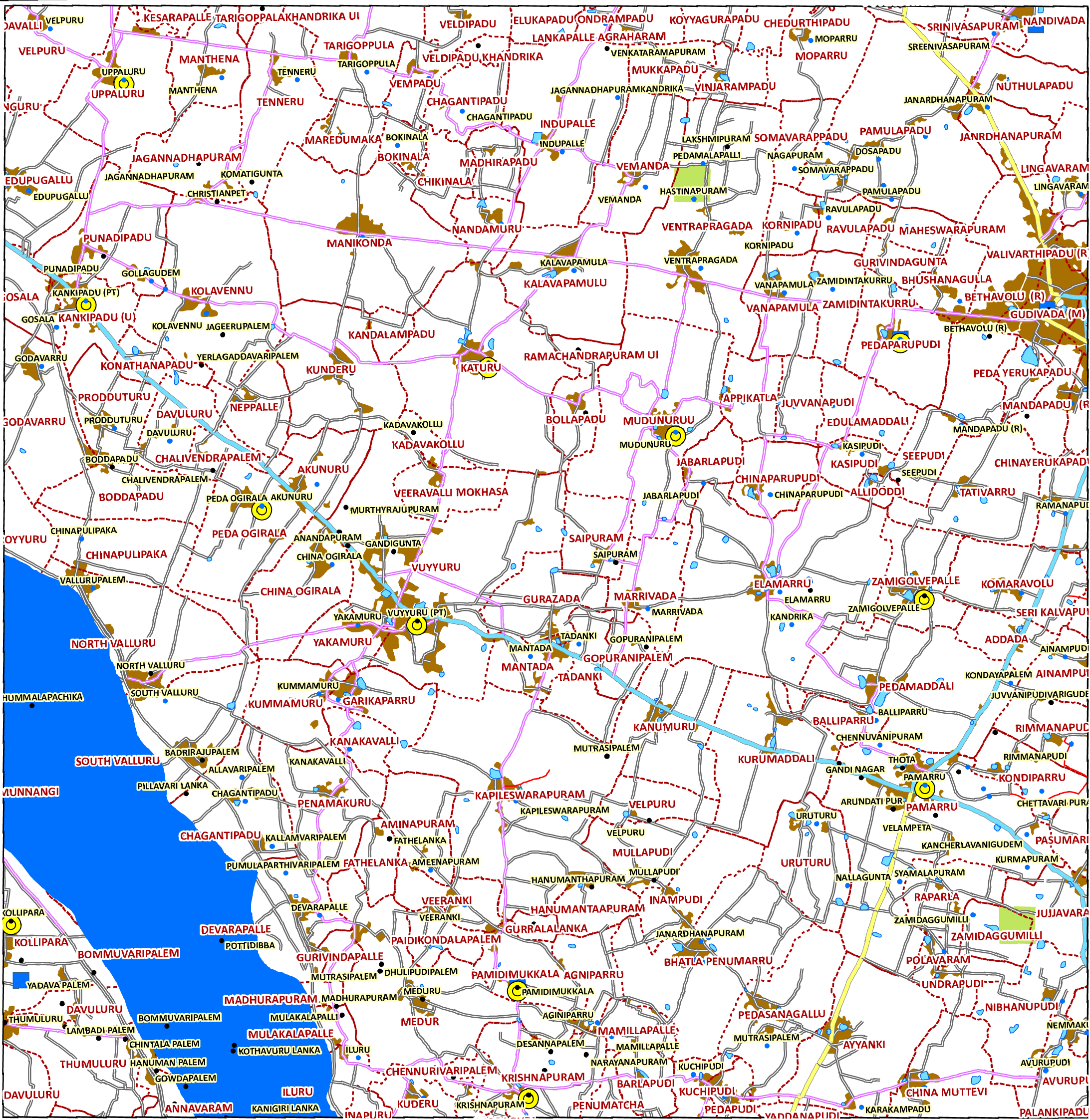 Storm surge inundation map for cyclone with wind speed 